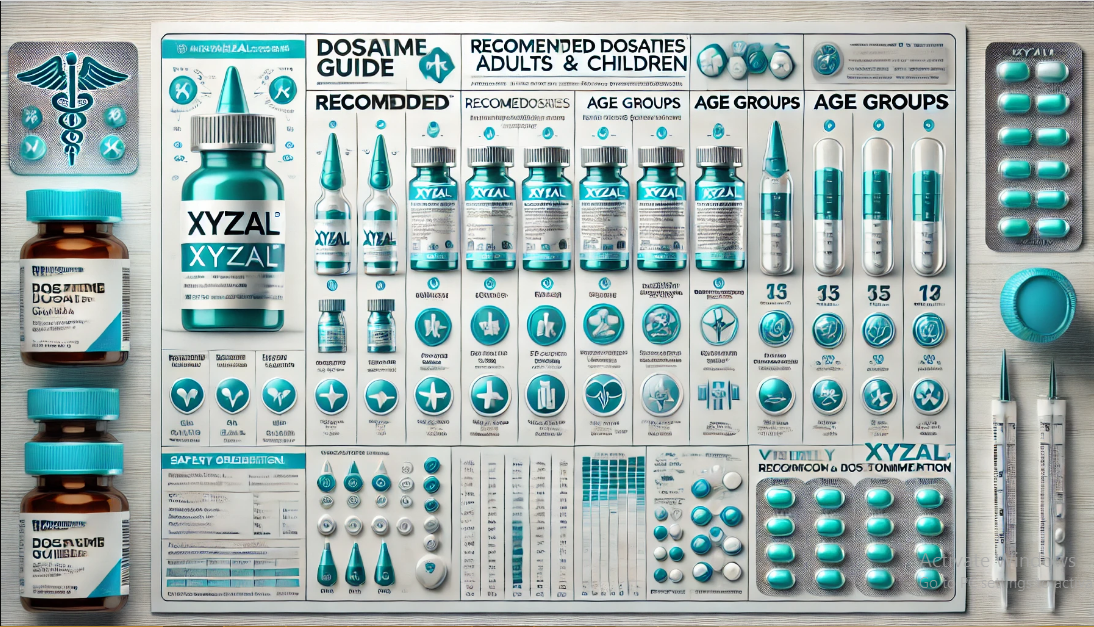 A chart displaying the correct Xyzal dosage for adults and children with a doctor’s recommendation.